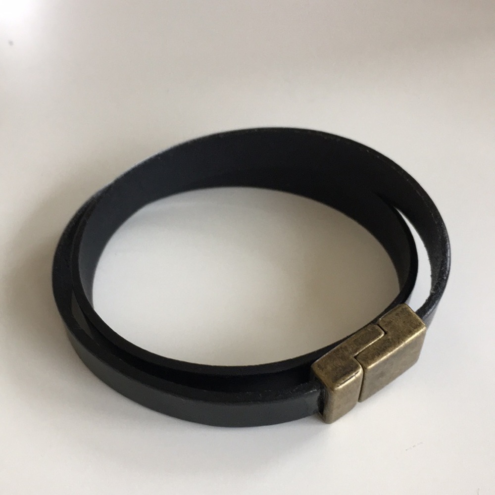 Leather double wrap cuff